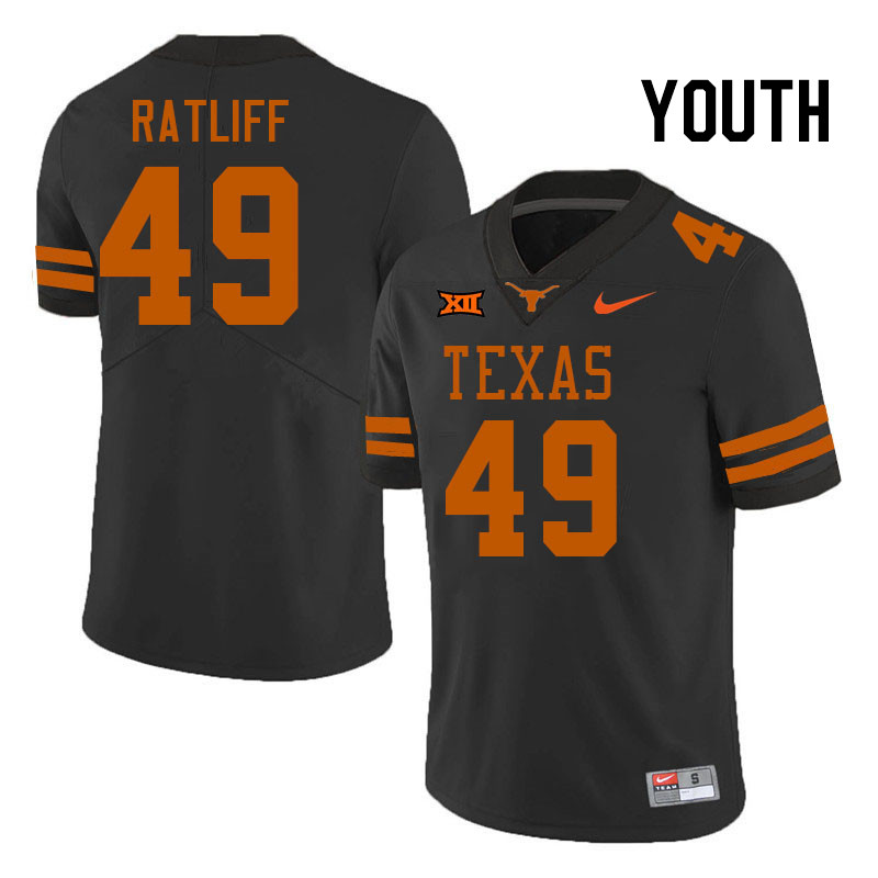 Youth #49 Ian Ratliff Texas Longhorns College Football Jerseys Stitched Sale-Black